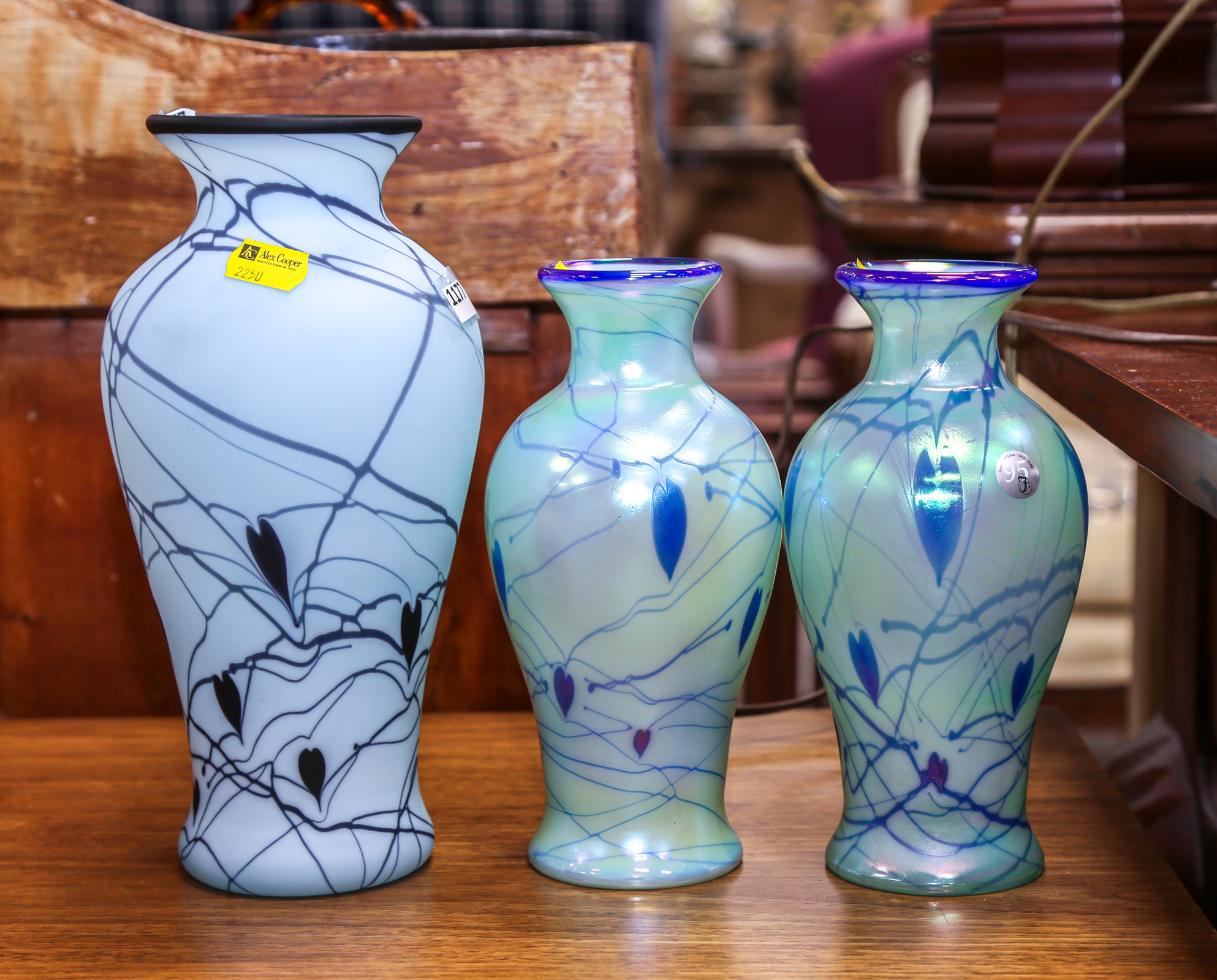 THREE FENTON ART GLASS VASES