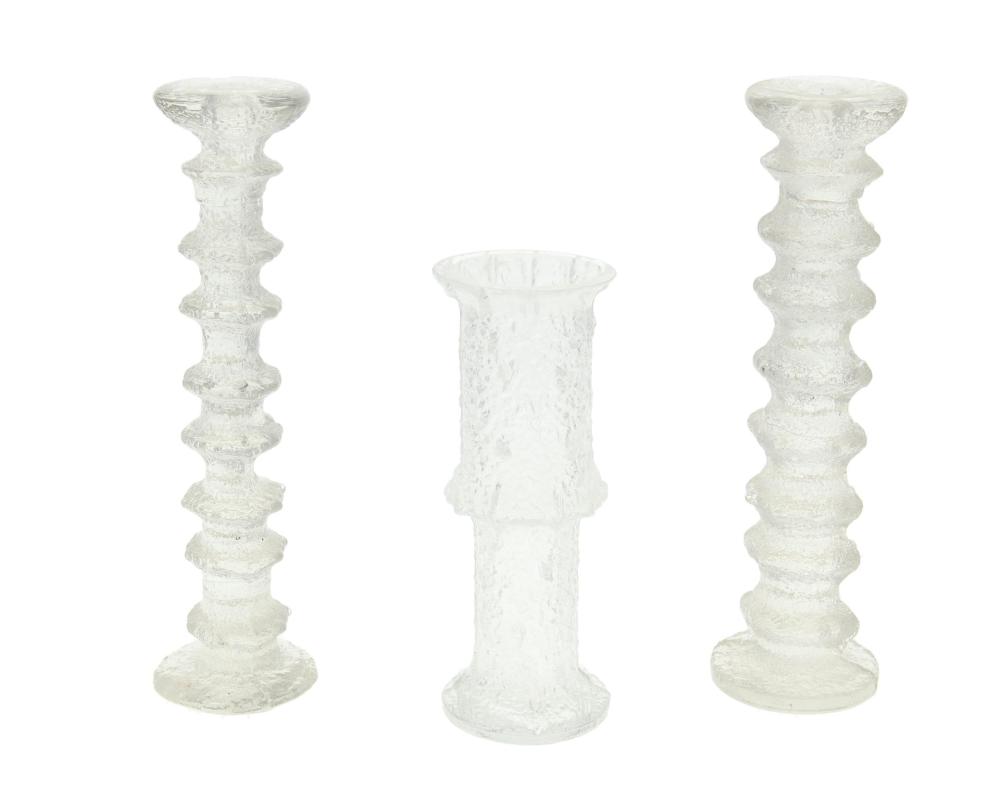 THREE "FESTIVO" GLASS TABLE ITEMS
