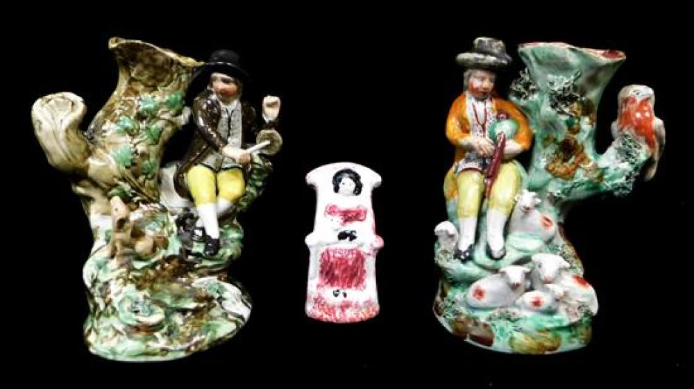 THREE FIGURAL ENGLISH STAFFORDSHIRE