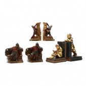THREE FIGURAL NOVELTY BOOKENDS