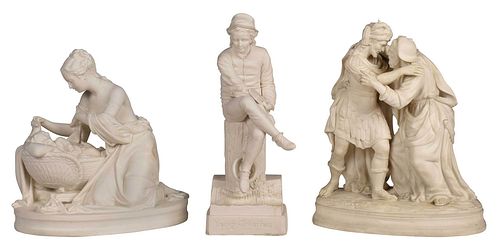 THREE FIGURAL PARIAN WARE