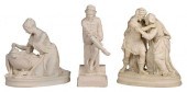 THREE FIGURAL PARIAN WARE SCUL