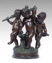 THREE FIGURE CHERUBIC BRONZE B