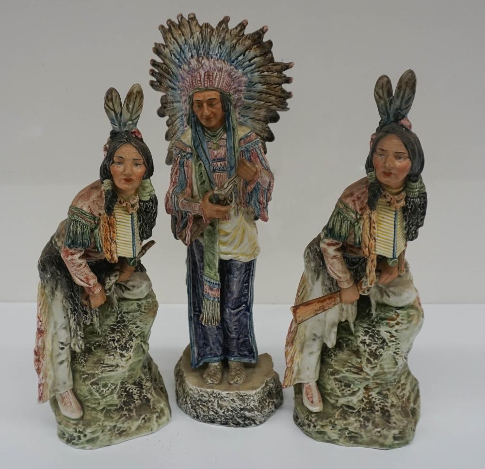 THREE FIGURES OF AMERICAN INDIAN