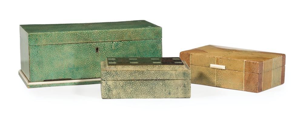 THREE FINE CONTINENTAL SHAGREEN