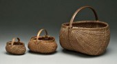 Three fine oak split egg baske