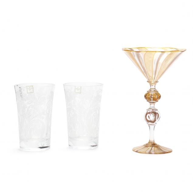 THREE FINE SIGNED GLASSES
