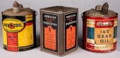 THREE FIVE GALLON OIL CANSThre