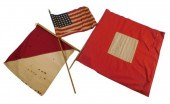 THREE FLAGS ON STICK HANDLES F