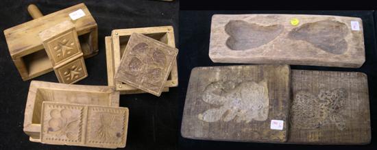 Three flat butter molds  one