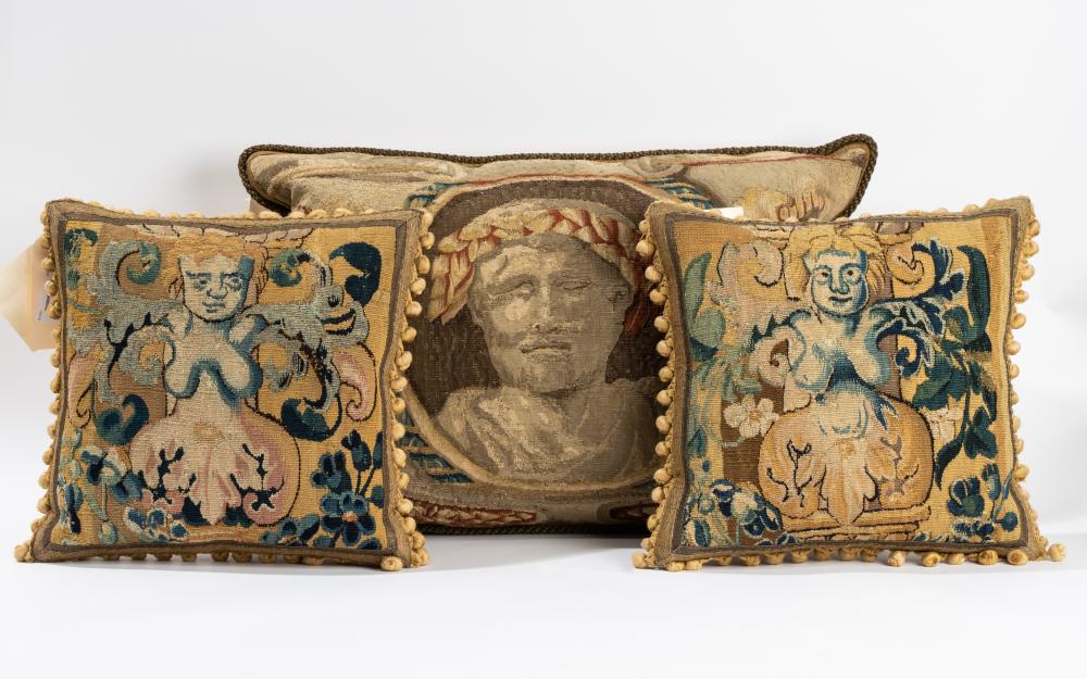 THREE FLEMISH TAPESTRY FRAGMENT