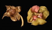 Three floral brooches    Two b