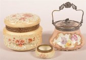 THREE FLORAL DECORATED OPAQUE