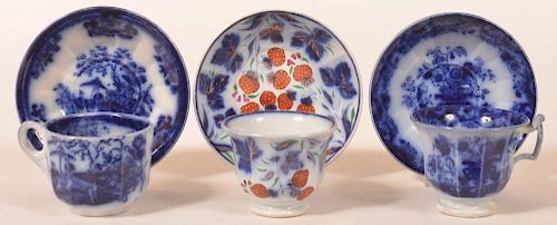 THREE FLOW BLUE IRONSTONE CHINA