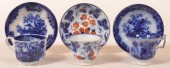 THREE FLOW BLUE IRONSTONE CHIN