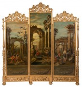 THREE-FOLD FLOOR SCREENpainted