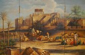 THREE-FOLD SCREEN PAINTING OF