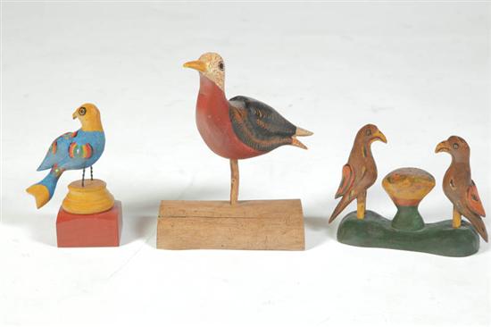 THREE FOLK ART BIRDS.  American 