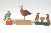 THREE FOLK ART BIRDS.  America
