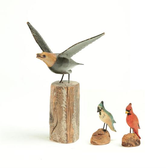 THREE FOLK ART BIRDS.  American 