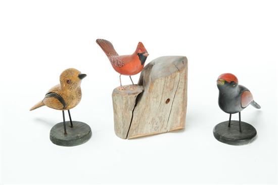THREE FOLK ART BIRDS.  American 