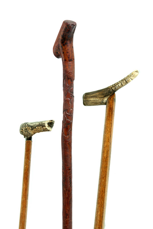 THREE FOLK ART CANES.  Two are