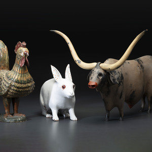 Three Folk Art Carved and Painted