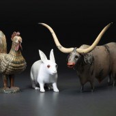 Three Folk Art Carved and Pain