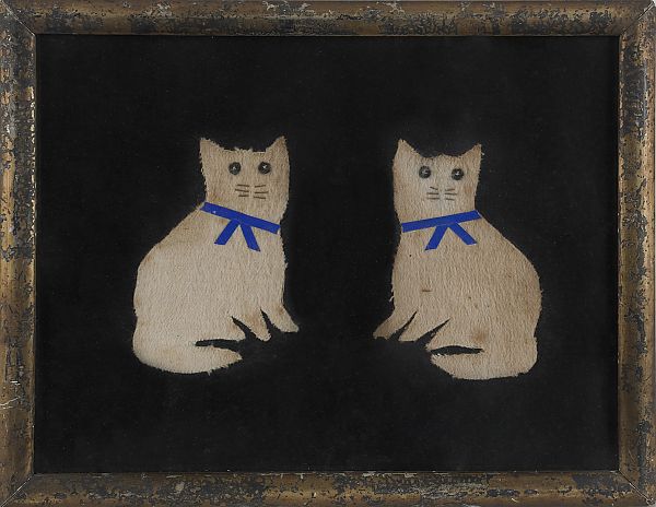 Three folk art fabric and