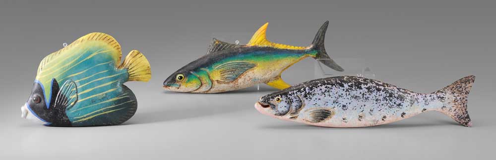Three Folk Art Fish American,