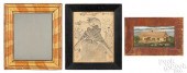 THREE FOLK ART FRAMED ITEMSThr