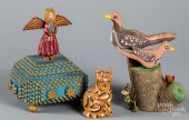 THREE FOLK CARVINGS BY LUKE GO