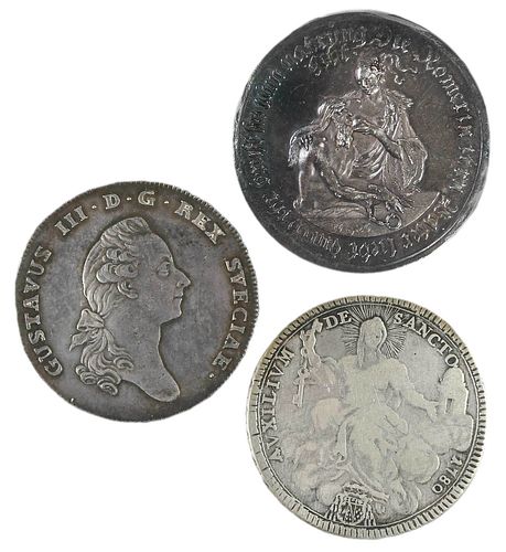 THREE FOREIGN SILVER COINS1626