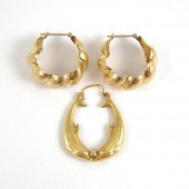 THREE FOURTEEN KARAT GOLD HOOP
