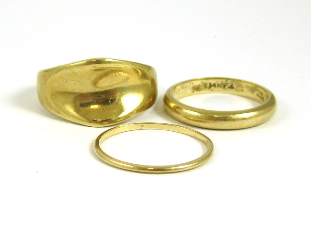 THREE FOURTEEN KARAT YELLOW GOLD