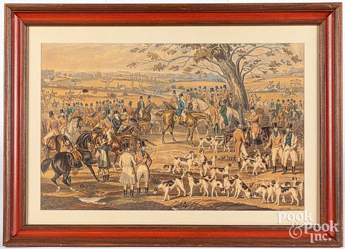 THREE FOX HUNTING LITHOGRAPHS, 19TH