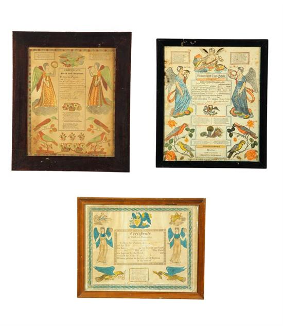 THREE FRAKTURS.  Printed and