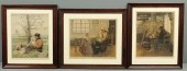 Three framed and matted colore