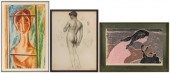 THREE FRAMED ARTWORKS 20TH CEN