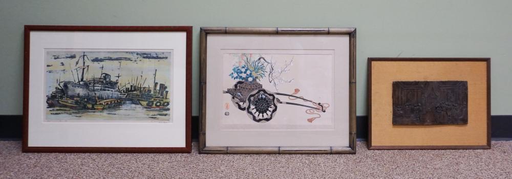 THREE FRAMED ARTWORKS, FRAME LARGER