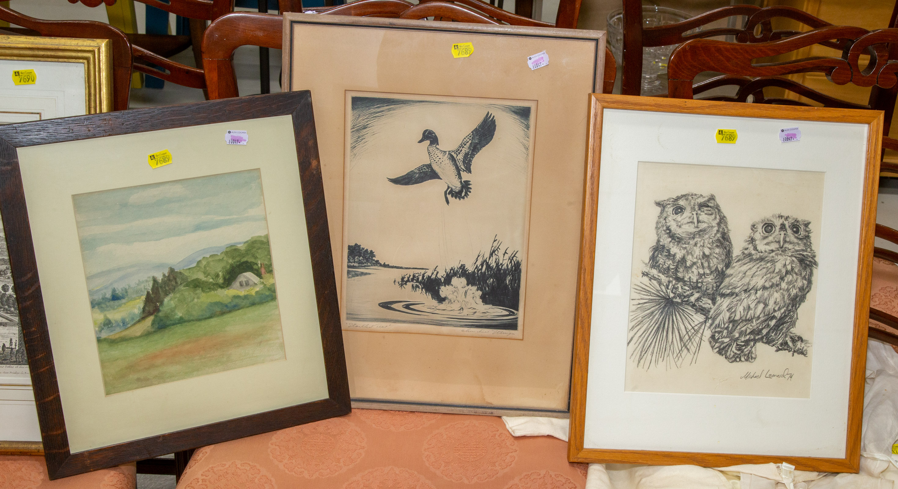 THREE FRAMED ARTWORKS Includes C.