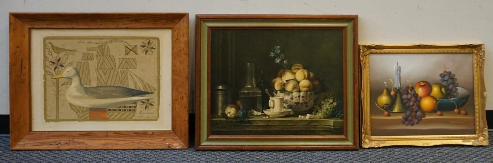 THREE FRAMED ARTWORKS: STILL LIFE