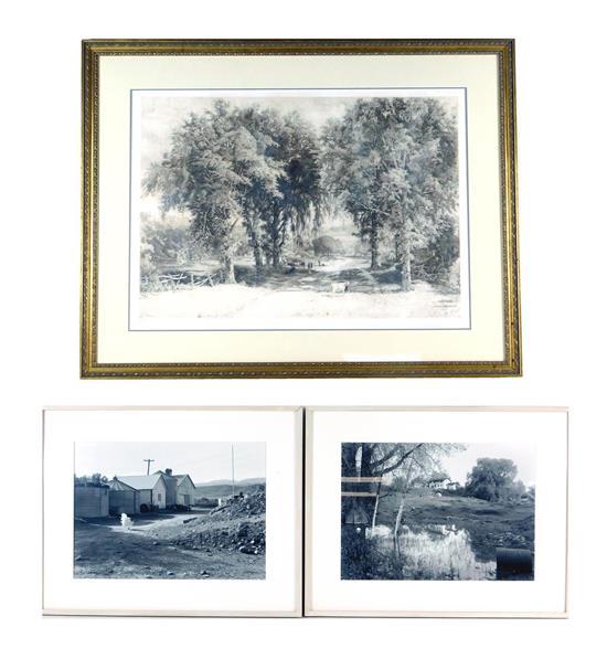THREE FRAMED ARTWORKS, TWO