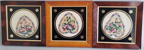THREE FRAMED CHINA TRADE PAINTED