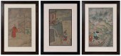 THREE FRAMED CHINESE PAINTINGS