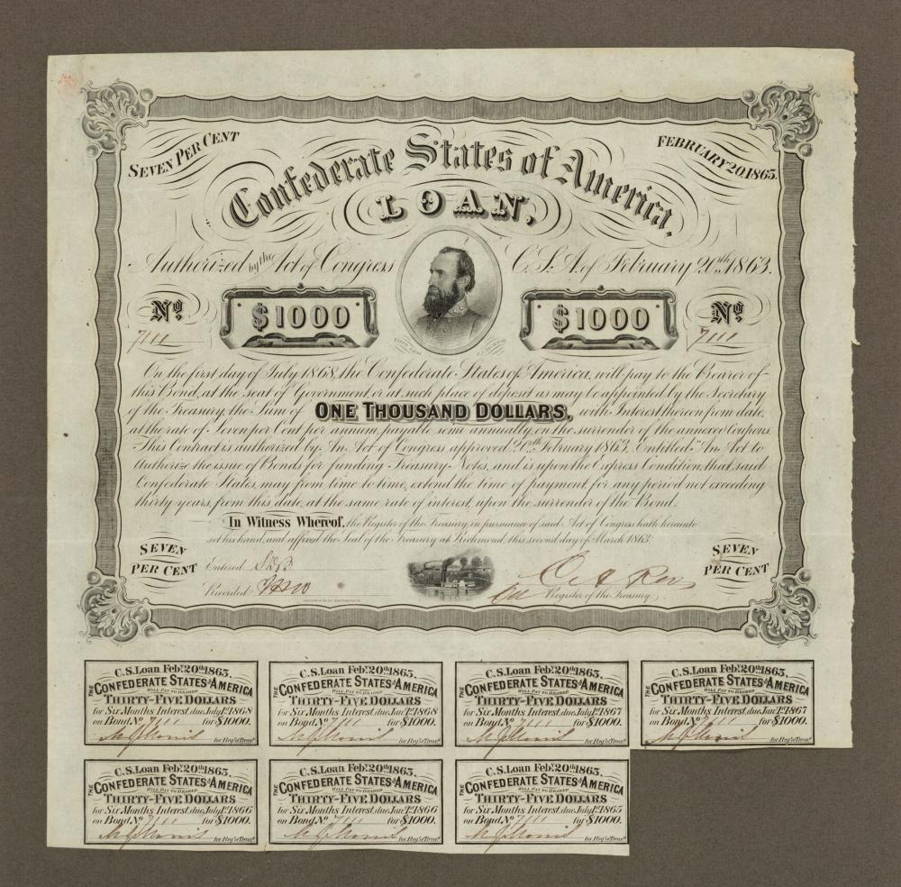 THREE FRAMED CONFEDERATE LOAN
