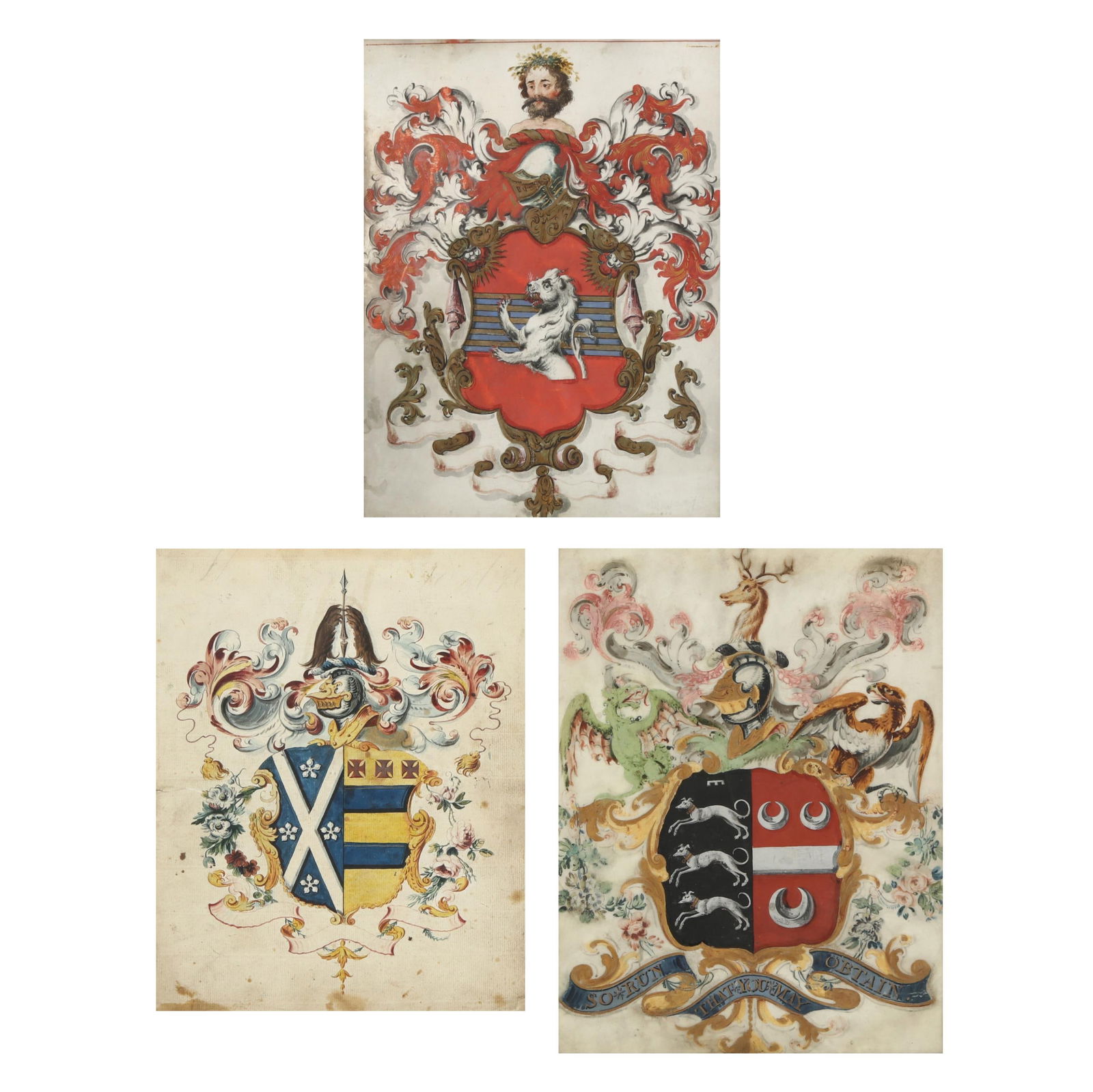 THREE FRAMED ENGLISH COAT OF