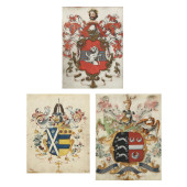 THREE FRAMED ENGLISH COAT OF A