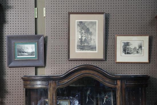 THREE FRAMED ETCHINGS. One