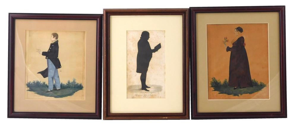 THREE FRAMED FIGURAL ARTWORKS: LATE
